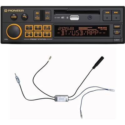 Pioneer SXT-C10PS-AE Autoradio 1-DIN: design retrò con tecnologia moderna, Bluetooth®, DAB+, USB, AUX, illuminazione RGB, equalizzatore a 13 bande, set con splitter antenna DAB incluso Pioneer SXT-C10PS-AE Autoradio 1-DIN: design retrò con tecnologia moderna, Bluetooth®, DAB+, USB, AUX, illuminazione RGB, equalizzatore a 13 bande, set con splitter antenna DAB incluso