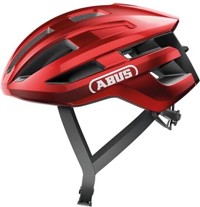 Abus , Casco per bici da corsa  PowerDome, casco da bici leggero con sistema di ventilazione intelligente e profilo aerodinamico, Made in Italy, per uomo e donna, rosso, taglia M