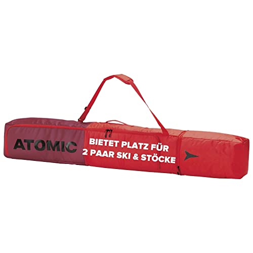 Atomic DOUBLE SKI BAG, Borsa da Sci, 205 x 24 x 20.5 cm, Lunghezza Regolabile, Poliestere, Unisex Adulto, Rosso/Rosso (Rio Red)
