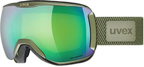 Uvex downhill 2100 CV planet, occhiali da sci unisex, con miglioramento del contrasto, privo di appannamenti, croco matt/green-green, one size