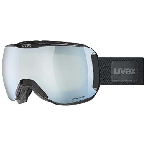 Uvex downhill 2100 CV planet, occhiali da sci unisex, con miglioramento del contrasto, privo di appannamenti, black/white-green, one size