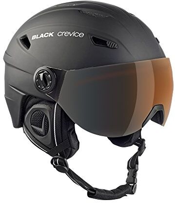 Black Crevice Silvretta Casco da Sci I Casco da Sci con Visiera Stile Pilota I Diversi Colori I Casco Uomo & Donna I Casco in policarbonato I Casco da Sci Traspirante I Taglie Regolabili (S, Nero)