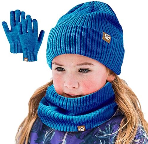 Youpo Set cappello e guanti invernali per ragazze Calda sciarpa con guanti a cuffia,Guanti sciarpa al collo in morbido pile caldo freddo per campeggio, sci, escursionismo, snowboard