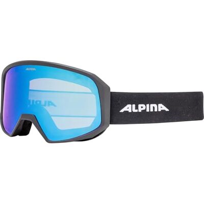 ALPINA LAUBER Maschera da sci per una visione ideale, anti-appannamento, adatta a portatori di occhiali, fascia antiscivolo, vestibilità ottimale, black matt ALPINA LAUBER Maschera da sci per una visione ideale, anti-appannamento, adatta a portatori di occhiali, fascia antiscivolo, vestibilità ottimale, black matt