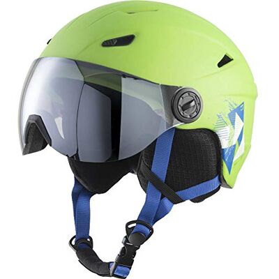 Tecnopro Kinder Skihelm Pulse S2 Visor HS-016 Skihelm, Green/Black/Blue, M, Tecnopro Kinder Skihelm Pulse S2 Visor HS-016 Skihelm, Green/Black/Blue, M,
