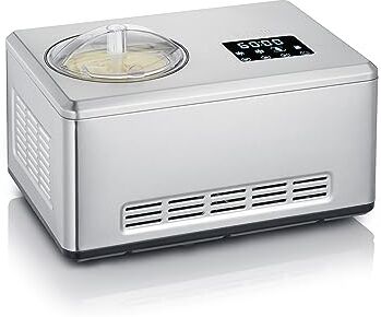 Severin EZ 7405 Gelatiera 2in1, yogurt, display touch LED, contenitore da 2 L, timer, raffreddamento automatico, Gelatiera autorefrigerante, mantiene freddo 30 min, ricettario, acciaio inox