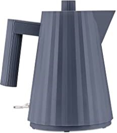 Alessi Plissé  Bollitore Elettrico di Design, in Resina Termoplastica, Presa Europea 2400W, 100cl, Grigio