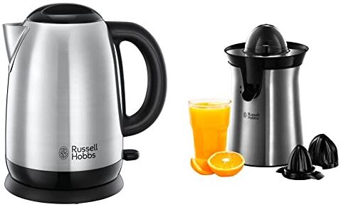 Russell Hobbs Bollitore acqua elettrico, 1.7 L, 2400 W, filtro anticalcare rimovibile e lavabile, ebollizione rapida & Spremiagrumi Elettrico, Bicchiere Grande e Piccolo, Rotazione bidirezionale