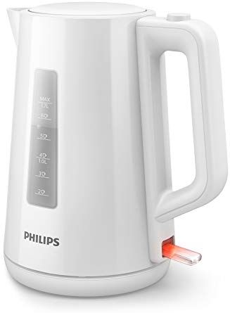 Philips Bollitore Elettrico 1,7 L, Coperchio a Molla, Spia Luminosa, Base Girevole, Bianco ()