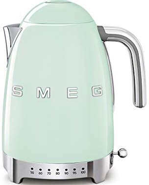 SMEG , Bollitore Temperatura Variabile  1,7L, Più Livelli di Temperatura, Filtro Anticalcare Lavabile, Autospegnimento di Sicurezza, Indicatore Livello Acqua, Potenza 2400W, Verde Pastello