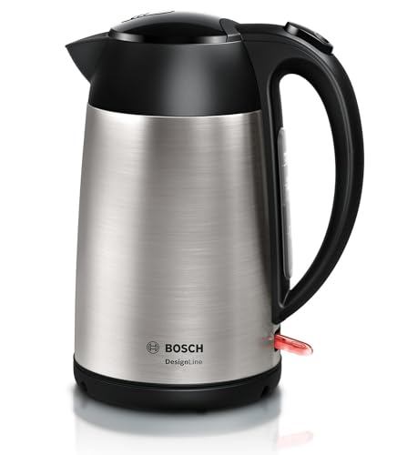 Bosch Bollitore, DesignLine, Capacità 1,7l, Beccuccio antigoccia, 3 livelli di sicurezza, Indicatore livello acqua, Inox