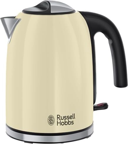 Russell Hobbs Bollitore acqua Elettrico, 1.7 L, 2400W, ebollizione rapida, 7 tazze , Filtro Anticalcare removibile e lavabile, Acciaio Inox, ColoursPlus Crema