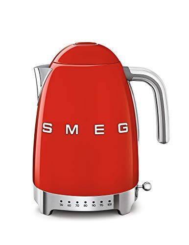 SMEG , Bollitore Temperatura Variabile  1,7L, Più Livelli di Temperatura, Filtro Anticalcare Lavabile, Autospegnimento di Sicurezza, Indicatore Livello Acqua, Avvolgicavo, Potenza 2400W, Rosso