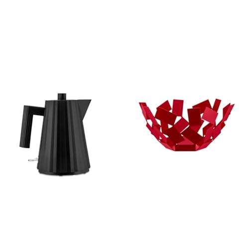 Alessi Plissé MDL06/1 B Bollitore Elettrico di Design, in Resina Termoplastica & La Stanza dello Scirocco MT02 R Fruttiera in Acciaio Colorato con Resina Epossidica, Rosso