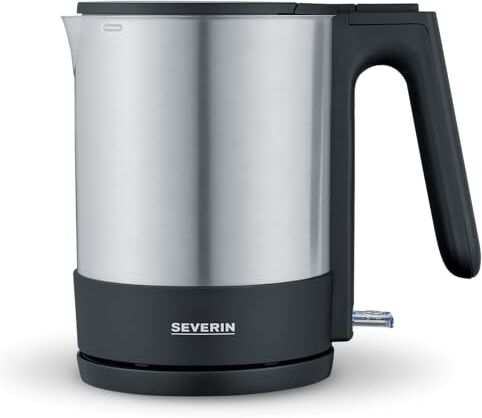 Severin WK  Bollitore Elettrico 2200 W in acciaio inossidabile, Bollitore per acqua e tisane con capacità di 1,7 litri, Teiera elettrica con filtro estraibile, Nero e acciaio