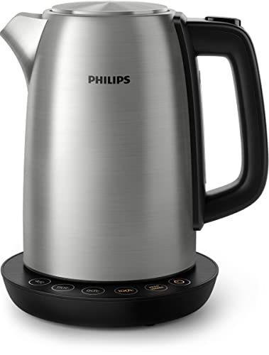 Philips Bollitore Elettrico  Acciaio Inox, Programmi Pre-Impostati, Mantenimento della Temperatura, Capacità 1.7 l, Luci LED