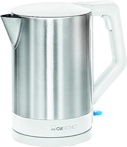 Clatronic Bollitore elettrico, Kettle, bollitore elettrico da 1,5 l, con spegnimento automatico e manuale, collegamento girevole a 360°, senza BPA, max. 2200 Watt, bollitore bianco, WKS 3692