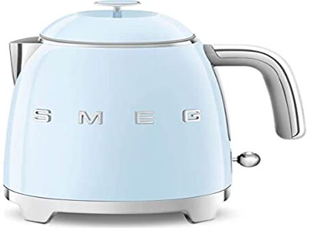 SMEG , Bollitore Elettrico Piccolo  0,8 L, Filtro Acciaio Inox, Autospegnimento di Sicurezza, Indicatore Livello Acqua, Base Antiscivolo e Avvolgicavo Integrato, Potenza 1400W, Azzurro