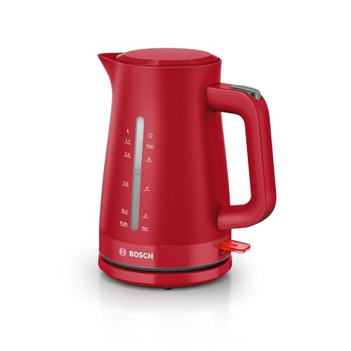 Bosch MyMoment Bollitore Elettrico, Impugnatura Ergonomica, Ampia Apertura, 3 Livelli di Sicurezza, Filtro Anticalcare, Capacità 1,7 L, Plastica di Alta Qualità, Rosso