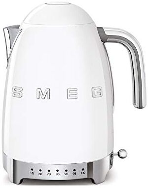 SMEG , Bollitore Temperatura Variabile  1,7L, Più Livelli di Temperatura, Filtro Anticalcare Lavabile, Autospegnimento Sicurezza, Indicatore Livello Acqua, Avvolgicavo, Potenza 2400W, Bianco