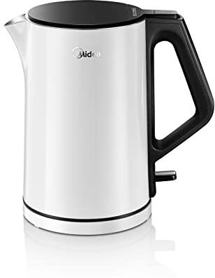 Midea Bollitore Acqua Elettrico 1.5L,Bollitore ad Acqua Calda senza BPA, Base Rotante a 360 °,Indicatore 2200W Rapida Ebollizione Spegnimento, Automatico Protezione da Evaporazione a Secco, Bianco