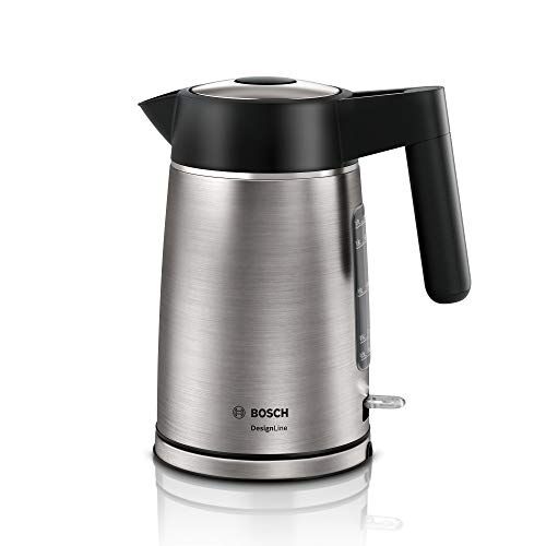 Bosch DesignLine Bollitore senza fili, con indicatore del livello dell'acqua extra grande, protezione da surriscaldamento, 1,7 l, 2400 W, in acciaio INOX