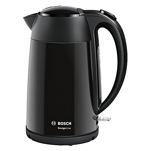 Bosch DesignLine Bollitore senza fili, con indicatore del livello dell'acqua, protezione da surriscaldamento, 1,7 l, 2400 W, colore: Nero