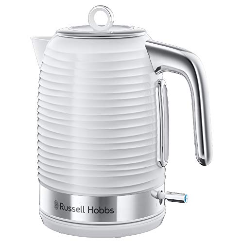 Russell Hobbs Bollitore acqua Elettrico, 1.7 L, 2400 W, Filtro Anticalcare rimovibile e lavabile, Energy saving ok, Inspire Bianco,