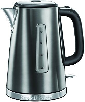 Russell Hobbs Bollitore acqua elettrico, 1.7 L, 2400 W, ebollizione rapida (55 sec), Filtro anticalcare rimovibile e lavabile, Acciaio Inox, Bollitore Luna, Grigio,