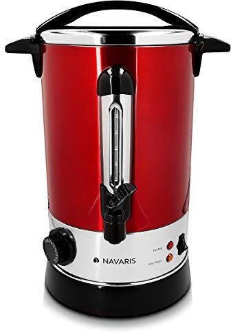 Navaris Pentola Bollitore 6,8l Vino Acqua Dispenser Acqua Calda Vin Brulè Caffè Distributore Elettrico Bevande Calde con Rubinetto Rosso