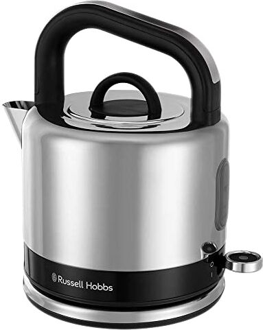 Russell Hobbs Bollitore elettrico, 1.5 L, 6 tazze, design moderno, anticalcare integrato, riscaldamento rapido, base girevole, oblo controllo livello acqua, Distinctions Black