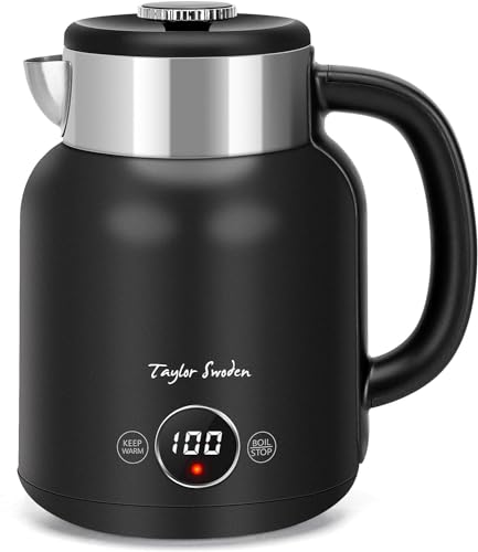 Taylor Asher Bollitore elettrico inossidabile, 2200 W, 1,7 L, Bollitore elettrico con temperatura regolabile, mantenimento in caldo di 1 ora, BPA FREE