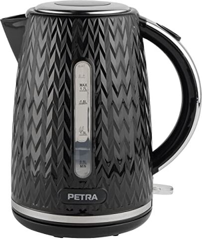 Petra PT3864BLKVDEEU10 Chevron Bollitore elettrico a caraffa, 1,7 L, sensore di ebollizione a secco, senza BPA, indicazione del livello dell'acqua, filtro anticalcare, base girevole a 360°, 2200 W