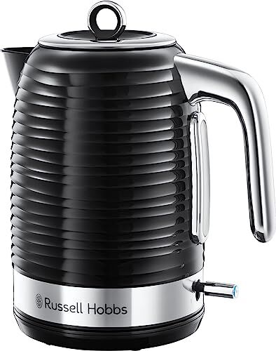 Russell Hobbs Bollitore Elettrico 1,7 l, 2400W Struttura lucida di qualità, Inspire Black; Ebollizione rapida, Filtro anticalcare, Indicatore livello dell'acqua, coperchio rimovibile, 24361-70