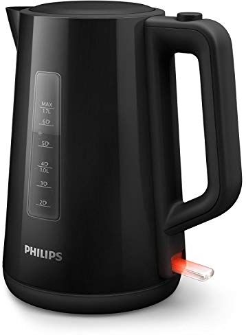 Philips Series 3000 Bollitore, Capacità 1,7 L, Formato Famiglia, Resistenza Piatta, Spia Luminosa LED, Facile Riempimento, Indicatore in Tazze, Nero ()