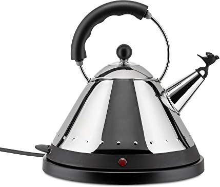 Alessi Bollitore Elettrico Cordless in Acciaio Inossidabile Lucido con Manico e Base in PA, Nero