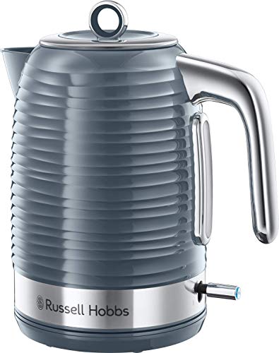 Russell Hobbs Bollitore Acqua Elettrico, 1.7 L, 2400 W, Filtro Anticalcare rimovibile e lavabile, Energy saving ok, Inspire Grigio , [Esclusiva Amazon]