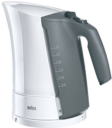 Braun Bollitore elettrico, Capacità 1,7L, Ebollizione Rapida in 45 Secondi, Impugnatura Ergonomica, Base Girevole a 360°, Avvolgicavo e Piedini Antiscivolo, Bianco