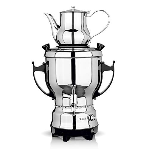 BEEM SAMOWAR 2030-3 l   Tea Maker Elettrico 2.200 W   Acciaio Inox, Contenitore per Acqua da 3 Litri, teiera da 1 litro   Adatta per Uso privato, alberghiero, gastronomico