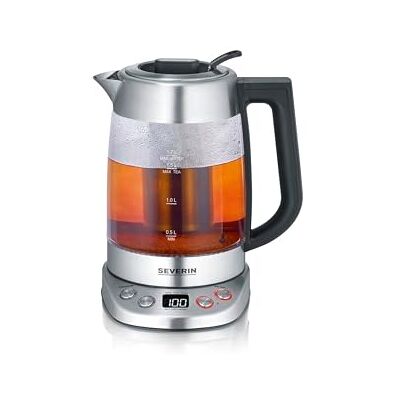 Severin Teiera e bollitore in vetro deluxe con capacità: 1,7 litri di acqua, 1,5 litri di tè, 3000 W Acciaio inossidabile/Vetro Severin Teiera e bollitore in vetro deluxe con capacità: 1,7 litri di acqua, 1,5 litri di tè, 3000 W Acciaio inossidabile/Vetro