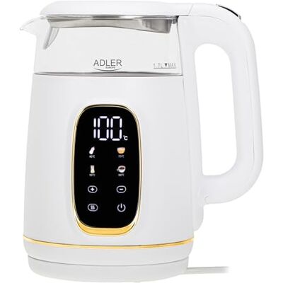 Adlereurope Adler bollitore elettrico 1 litro con regolazione della temperatura – 1,7 L – display LED e pannello touch – 5 programmi di temperatura – funzione di mantenimento del calore – 2200 W Adlereurope Adler bollitore elettrico 1 litro con regolazione della temperatura – 1,7 L – display LED e pannello touch – 5 programmi di temperatura – funzione di mantenimento del calore – 2200 W