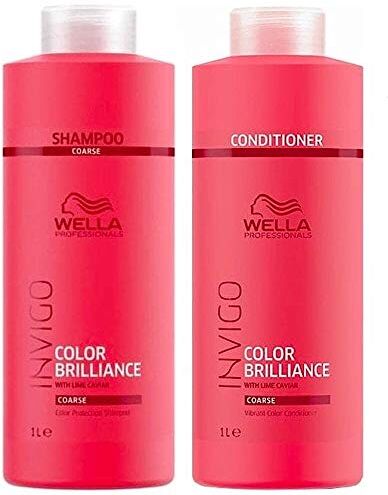 Wella , Brilliance Duo Color Shampoo da 1000 ml e balsamo da 1000 ml per capelli sfibrati/spessi