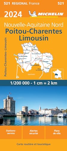 Michelin POITOU CHARENTES LIMOUSIN 10521 2024: wegenkaart schaal 1:200.000