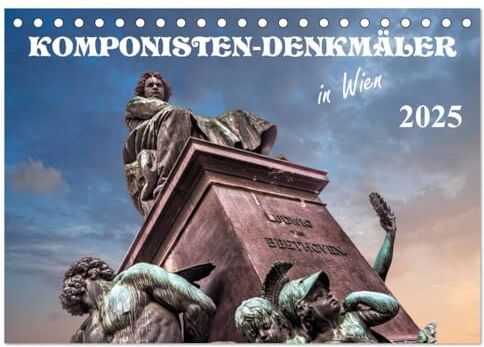 Braun Komponisten-Denkmäler in Wien (Tischkalender 2025 DIN A5 quer),  Monatskalender: Musik in Stein und Bronze