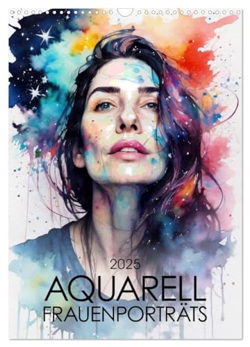 Braun Aquarell-Frauenporträts (Wandkalender 2025 DIN A3 hoch),  Monatskalender [Calendar]  and
