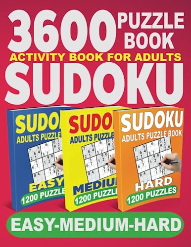 Genius 3600 Sudoku Puzzle Book Activity Book For Adults Sudoku Adult Puzzles Book   Book Trivia Game: 3600 Sudoku Puzzles For Adults Easy Medium Hard Level