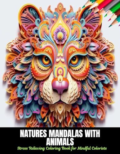 Roland Natures Mandalas with Animals: Stress Relieving Coloring Book for Mindful Colorists, 50 Pages, 8.5 x 11 inches