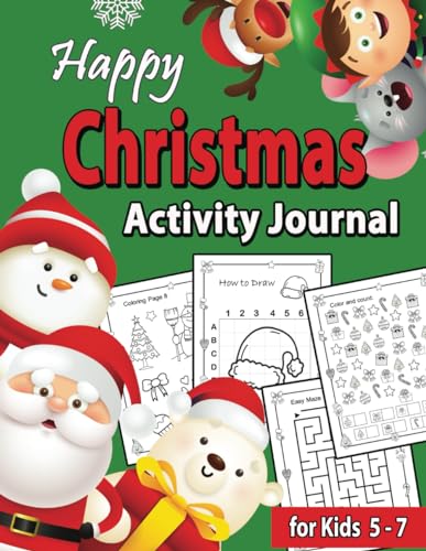 Trust Happy Christmas Activity Journal for Kids Ages 5-7: Kids Activities Book including Mazes, Coloring, Counting, Matching, Drawing, & More, Large Size 8.5" x 11".