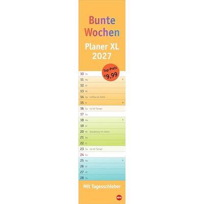 Heye Bunte Wochen Langplaner XL 2027: Streifenkalender 2027 praktisches Format, um nie den Überblick zu verlieren, in coolem Design. Länglicher Kalender für Büro oder zu Hause Heye Bunte Wochen Langplaner XL 2027: Streifenkalender 2027 praktisches Format, um nie den Überblick zu verlieren, in coolem Design. Länglicher Kalender für Büro oder zu Hause