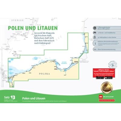 DELIUS KLASING Sportbootkarten Satz 13: Polen und Litauen (Ausgabe 2026/2027): Stettin bis Klaipeda mit Frischem Haff und Kurischem Haff DELIUS KLASING Sportbootkarten Satz 13: Polen und Litauen (Ausgabe 2026/2027): Stettin bis Klaipeda mit Frischem Haff und Kurischem Haff